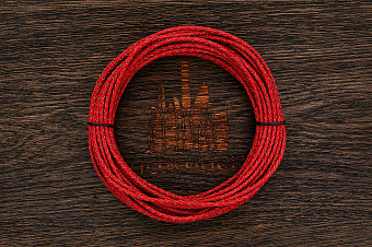 Кожаный плетенный шнурок 3,0мм (красный, торец бежевый), кратно 1м