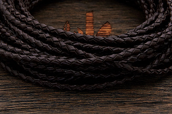 Кожаный плетенный шнурок 4,0мм (тёмно-коричневый), кратно 1м
