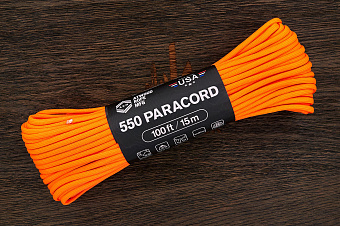 Паракорд 550 neon orange, 1 метр
