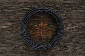 Кожаный плетенный шнурок 3,0мм (чёрный, торец бежевый), кратно 1м