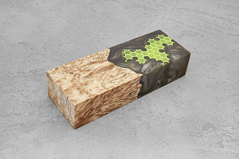 Гибрид из акрила и стабилизированной древесины армированный, блок 130×48×29мм