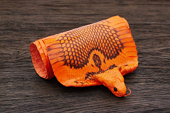 Шкурка змеи с головой, 940×100мм (оранжевая глянцевая)