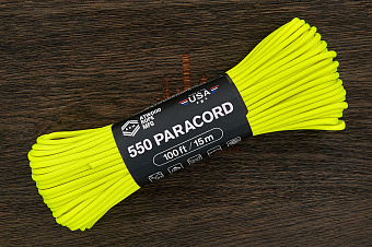 Паракорд 550 neon yellow, 1 метр