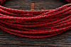 Кожаный плетенный шнурок 3,0мм (красный, торец бежевый), кратно 1м - фото №2